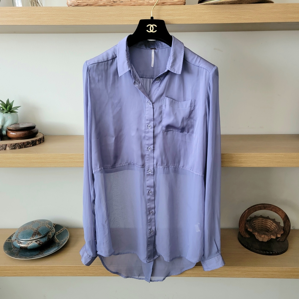 New! Free People Purple Button-Up Blouse